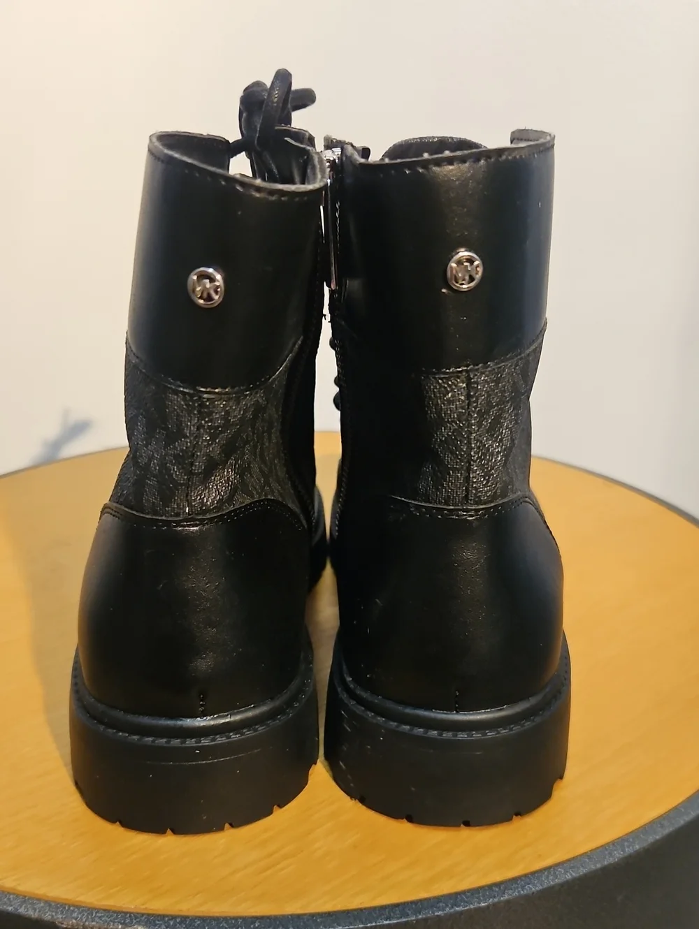 Womens Black Patterned Lace-Up Ankle Boots Michael Kors